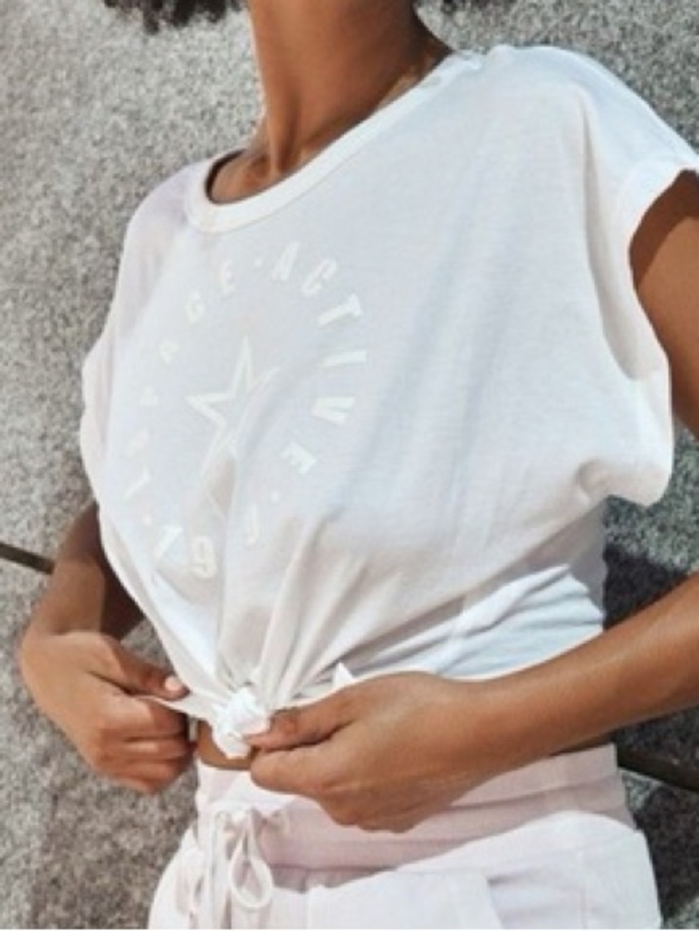 l*space White Tie-Front Star Graphic Crop Tee